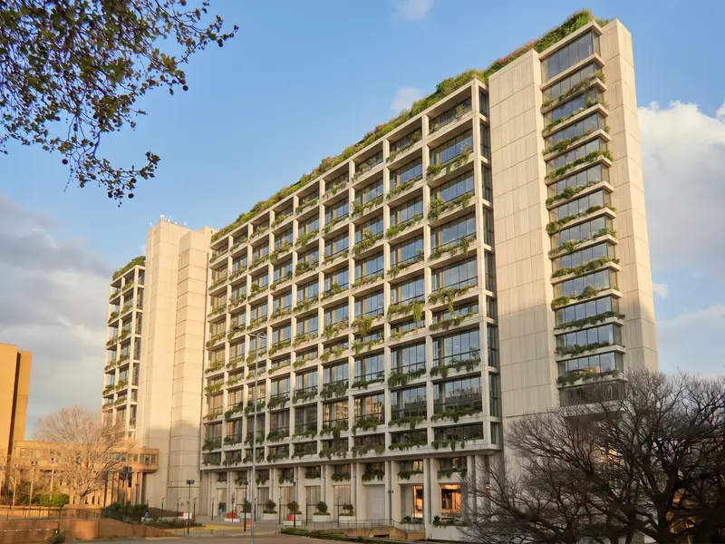 AI-generated green facade material concept