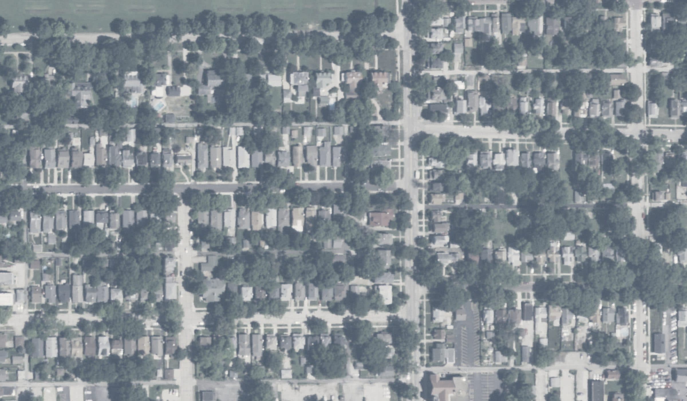 Aerial photograph of a residential neighbourhood in Springfield, Illinois